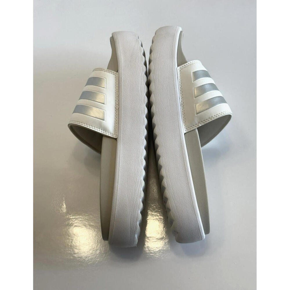 Adidas Adilette Platform Sandal IE9703 Women's 9 White/Metallic Comfort Slides - Picture 6 of 15